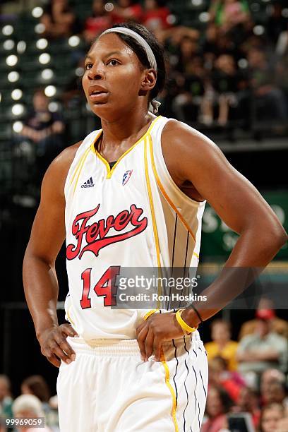Eshaya Murphy of the Indiana Fever looks on during the game against the Chicago Sky during the WNBA preseason game on May 7, 2010 at Conseco...