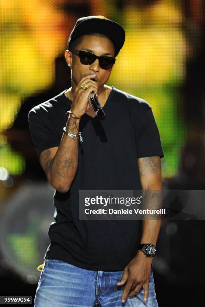 Pharrell Williams performs on stage during the World Music Awards 2010 at the Sporting Club on May 18, 2010 in Monte Carlo, Monaco.