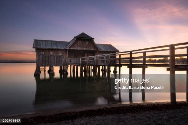 sunset at ammersee - ammersee stock pictures, royalty-free photos & images