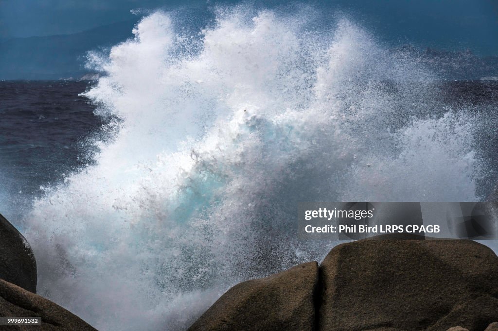 Waves Pounding the Coastline at Capo Testa Sardinia