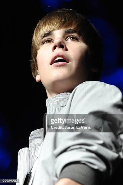 Justin Bieber performs at KIIS FM's 2010 Wango Tango concert at Staples Center on May 15, 2010 in Los Angeles, California.
