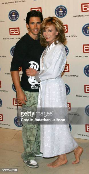 Brandon Beemer and Lesley-Anne Down attend the Guinness World Record's official validation of "The Bold & The Beautiful" at CBS Studios on May 18,...