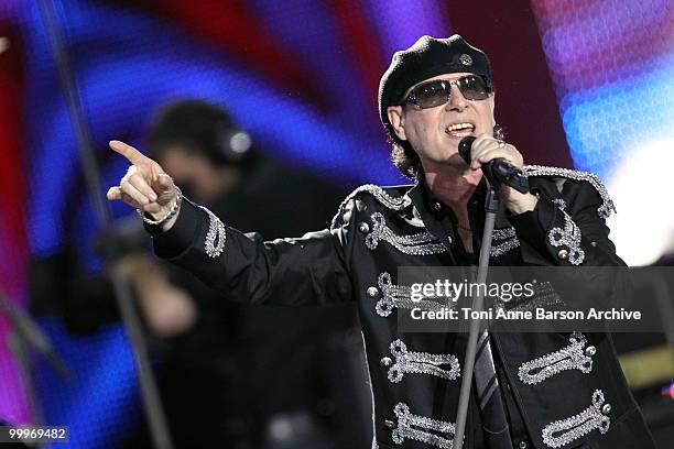 Singer Klaus Meine of the band Scorpions performs onstage during the World Music Awards 2010 at the Sporting Club on May 18, 2010 in Monte Carlo,...