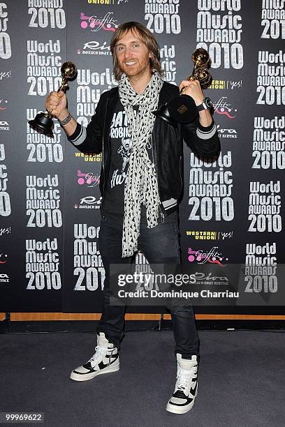 Singer David Guetta poses in the press room during the World Music Awards 2010 at the Sporting Club on May 18, 2010 in Monte Carlo, Monaco.