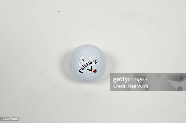 Phoenix Open: Studio shot of Callaway Tour 1 golf ball of Ricky Barnes during Tuesday play at TPC Scottsdale. Scottsdale, AZ 2/23/2010 CREDIT: Fred...