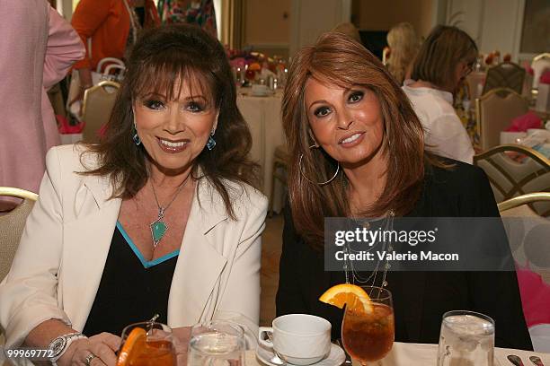 Aothor Jackie Collins and actress Raquel Welch attend the Carousel of Hope kickoff luncheon on May 18, 2010 in Beverly Hills, California.