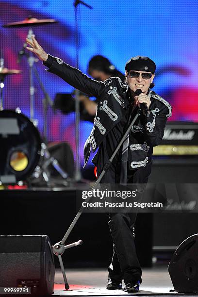 Klaus Meine lead singer of the Scorpions performs onstage during the World Music Awards 2010 at the Sporting Club on May 18, 2010 in Monte Carlo,...
