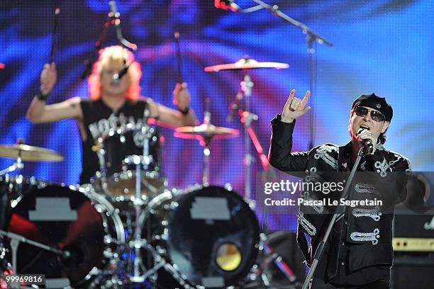 Klaus Meine lead singer of the Scorpions performs onstage during the World Music Awards 2010 at the Sporting Club on May 18, 2010 in Monte Carlo,...