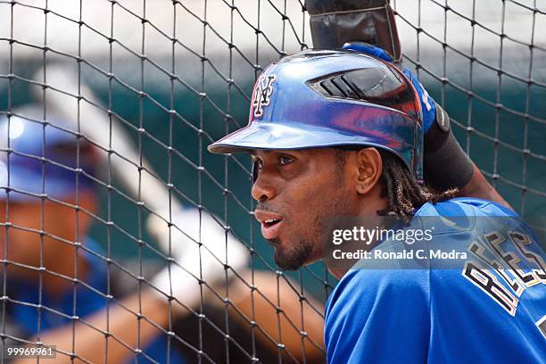 Jose Reyes of the New York Mets during batting practice before a MLB game against the Florida Marlins in Sun Life Stadium on May 16, 2010 in Miami,...