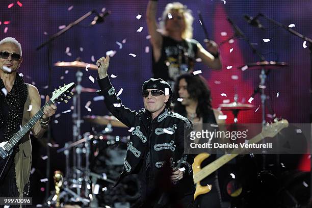 Rudolf Maciwoda and Klaus Meine performs on stage during the World Music Awards 2010 at the Sporting Club on May 18, 2010 in Monte Carlo, Monaco.