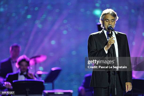 Andrea Bocelli performs onstage during the World Music Awards 2010 at the Sporting Club on May 18, 2010 in Monte Carlo, Monaco.