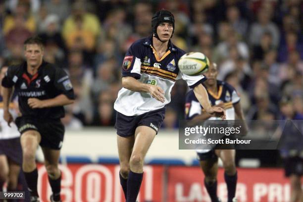 Stephen Larkham of the ACT Brumbies during the Super 12 rugby match between the ACT Brumbies and the Stormers played at Bruce Stadium, Canberra,...