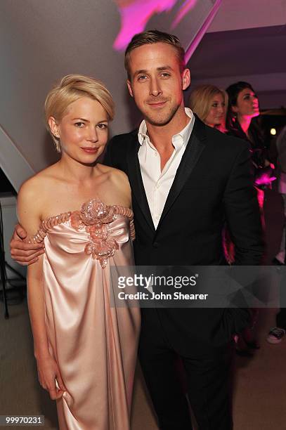 Actors Michelle Williams and Ryan Gosling attend the Blue Valentine After Party at Palais Stephanie during the 63rd Annual Cannes Film Festival on...