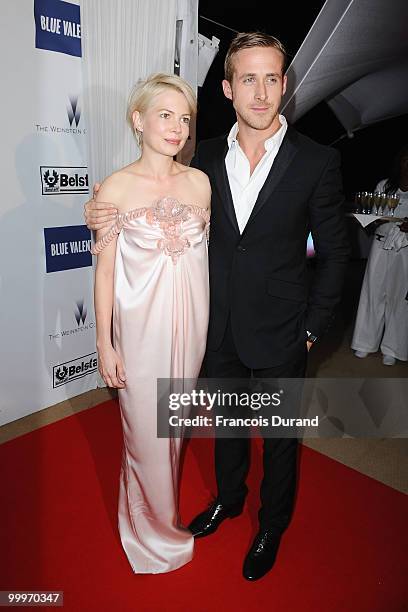 Actress Michelle Williams and Actor Ryan Gosling attends the Blue Valentine After Party at Palais Stephanie during the 63rd Annual Cannes Film...