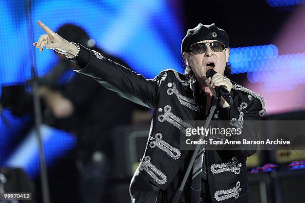 Klaus Meine performs on stage during the World Music Awards 2010 at the Sporting Club on May 18, 2010 in Monte Carlo, Monaco.