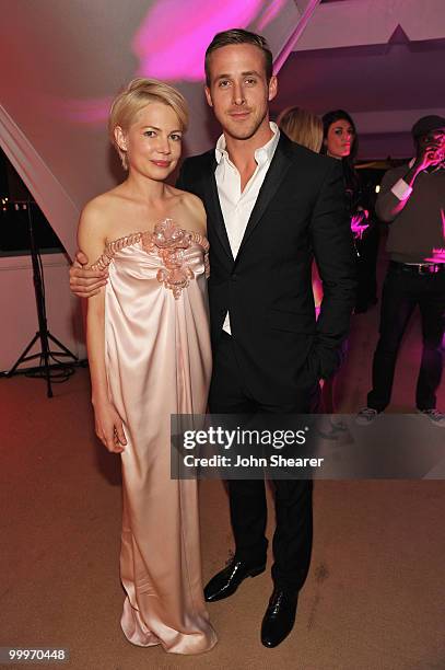Actors Michelle Williams and Ryan Gosling attend the Blue Valentine After Party at Palais Stephanie during the 63rd Annual Cannes Film Festival on...
