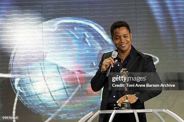 Cuba Gooding Jr. Speaks on stage during the World Music Awards 2010 at the Sporting Club on May 18, 2010 in Monte Carlo, Monaco.