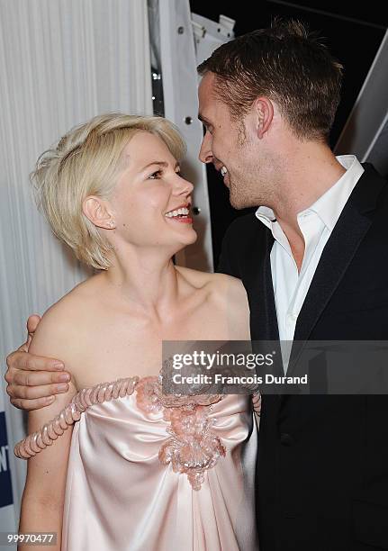 Actress Michelle Williams and Actor Ryan Gosling attend the Blue Valentine After Party at Palais Stephanie during the 63rd Annual Cannes Film...