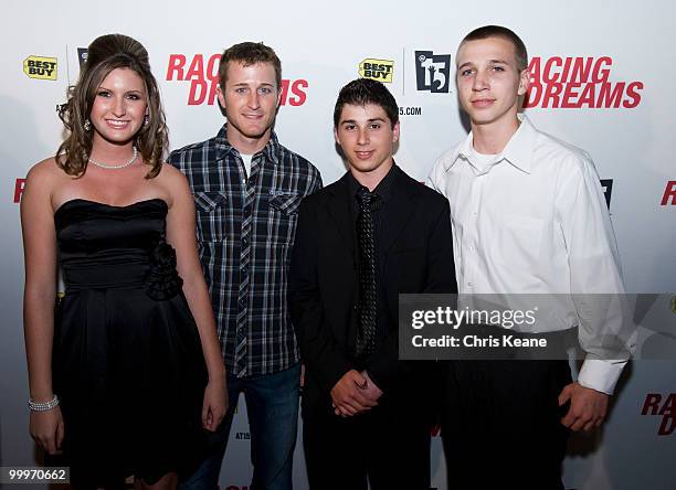 Cast member of Racing Dreams Annabeth Barnes, NASCAR driver Kasey Kahne, cast member Josh Hobson and Brandon Warren arrive for the Charlotte Premiere...