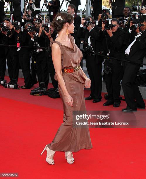 Emmanuelle Beart attends the 'Of Gods and Men' Premiere held at the Palais des Festivals during the 63rd Annual International Cannes Film Festival on...