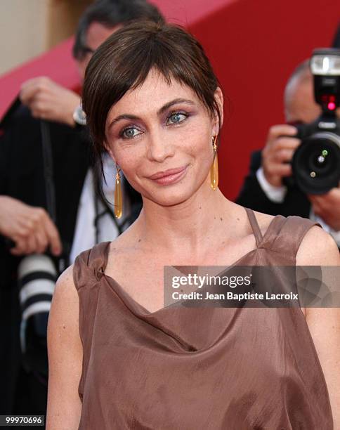Emmanuelle Beart attends the 'Of Gods and Men' Premiere held at the Palais des Festivals during the 63rd Annual International Cannes Film Festival on...