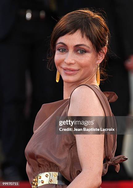 Emmanuelle Beart attends the 'Of Gods and Men' Premiere held at the Palais des Festivals during the 63rd Annual International Cannes Film Festival on...