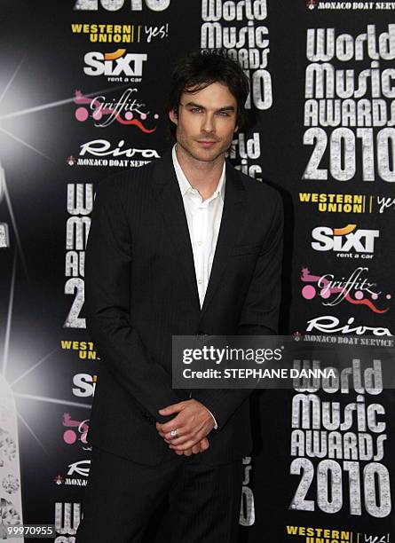 Actor Ian Somerhalder arrives to attend the World Music Awards in Monaco on May 18, 2010. The World Music Awards honour the world's top selling acts...