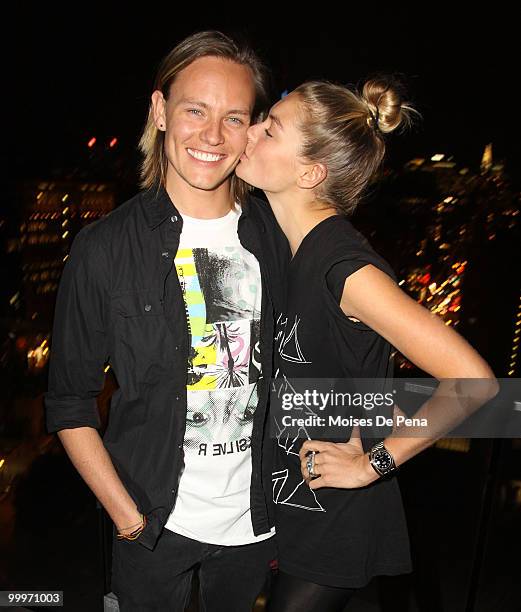 Nicolas Potts and Jessica Hart attend the first anniversary presentation of Music Unites at The Cooper Square Hotel on May 17, 2010 in New York City.