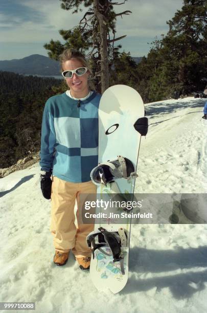 Olympic bronze medalist Shannon Dunn poses for a portrait at Board Aid in Big Bear Lake, California on March 15, 1997.