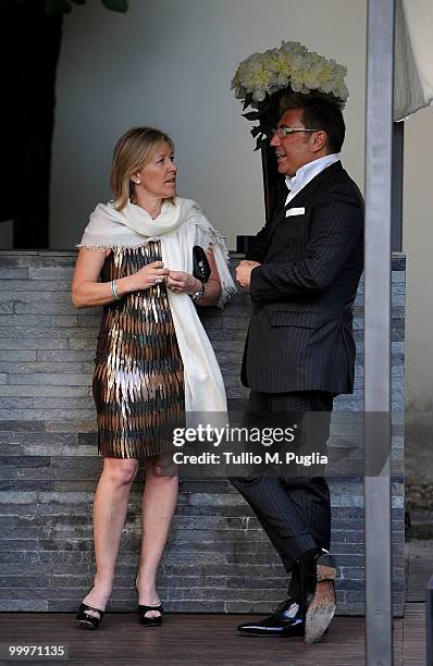 Publisher Nina Lawrence and Ugo Tizzani attend the cocktail reception for W Magazine's editor-in-chief at the Bulgari Hotel on May 18, 2010 in Milan,...