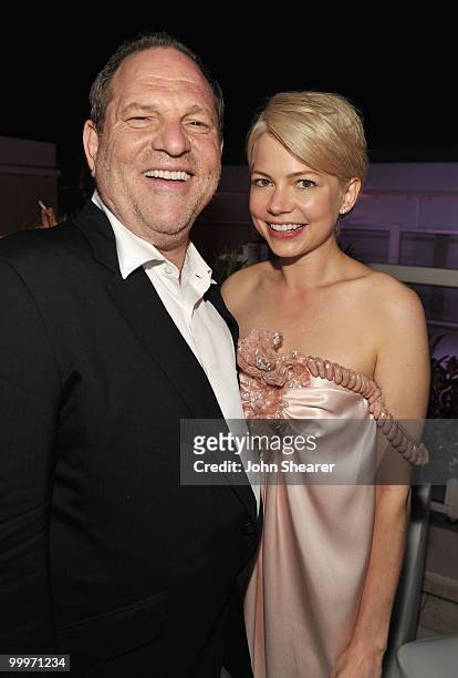 Producer Harvey Weinstein and Actress Michelle Williams attend the Blue Valentine After Party at Palais Stephanie during the 63rd Annual Cannes Film...