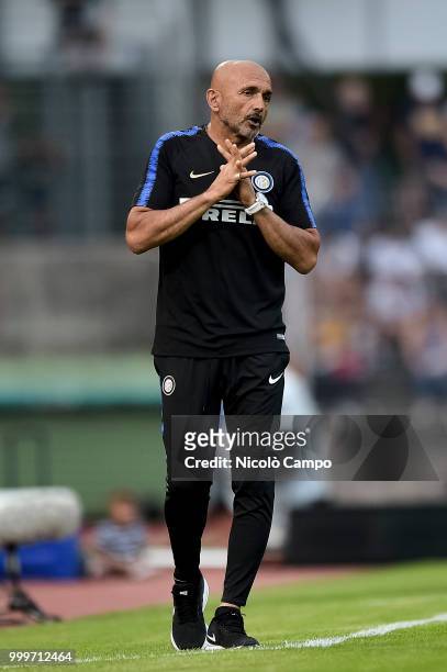 Luciano Spalletti, head coach of FC Internazionale, gestures during the friendly football match between FC Lugano and FC Internazionale. FC...