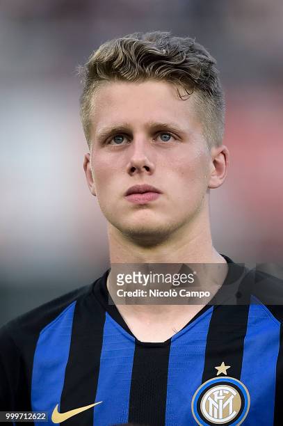 Xian Emmers of FC Internazionale looks on prior to the friendly football match between FC Lugano and FC Internazionale. FC Internazionale won 3-0...