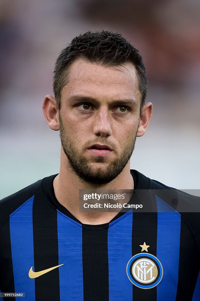 Stefan De Vrij looks on prior to the friendly football match...