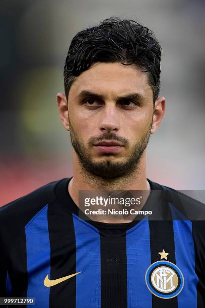 Andrea Ranocchia of FC Internazionale looks on prior to the friendly football match between FC Lugano and FC Internazionale. FC Internazionale won...