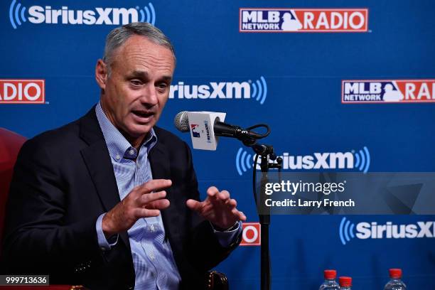 Commissioner of Baseball Rob Manfred appears at a SiriusXM Town Hall at The Library of Congress on July 15, 2018 in Washington, DC.