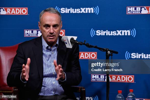 Commissioner of Baseball Rob Manfred appears at a SiriusXM Town Hall at The Library of Congress on July 15, 2018 in Washington, DC.