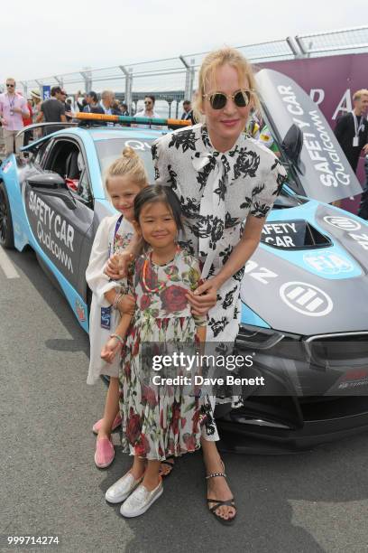 Uma Thurman and daughter Luna Thurman-Busson attend the Formula E 2018 Qatar Airways New York City E-Prix, the double header season finale of the...