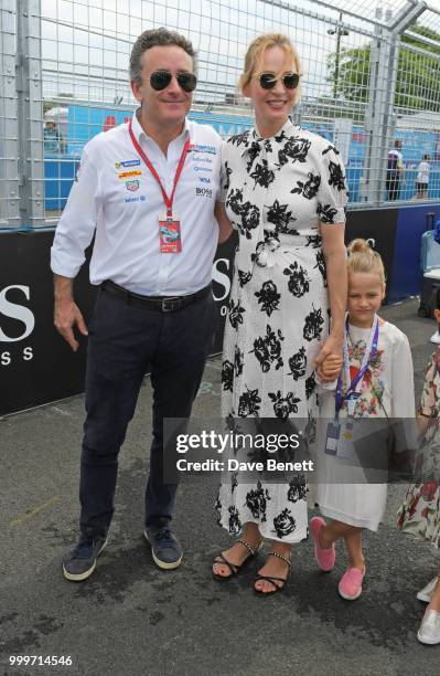 Formula E CEO Alejandro Agag, Uma Thurman and daughter Luna Thurman-Busson attend the Formula E 2018 Qatar Airways New York City E-Prix, the double...