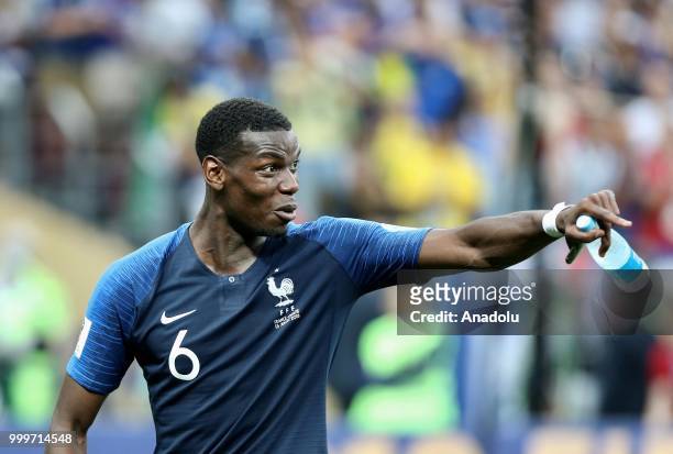 Paul Pogba of France celebrates FIFA World Cup championship after the 2018 FIFA World Cup Russia final match between France and Croatia at the...