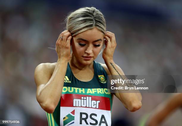 Gena Loftstrand of South Africa prepares to compete in the Women's 800m during day two of the Athletics World Cup London at the London Stadium on...