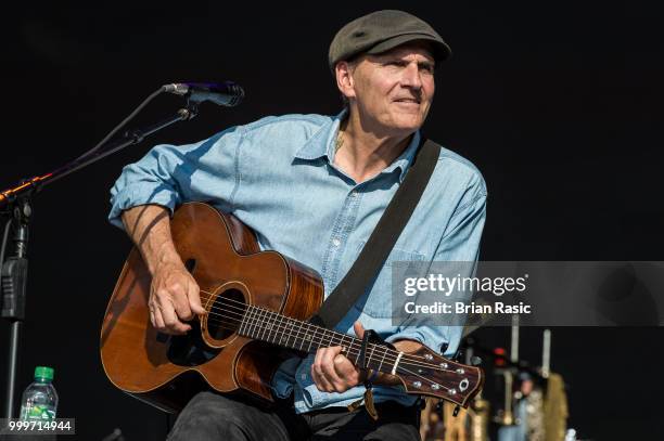 James Taylor performs on stage at Barclaycard present British Summer Time Hyde Park at Hyde Park on July 15, 2018 in London, England.