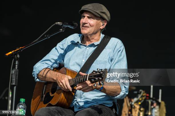 James Taylor performs on stage at Barclaycard present British Summer Time Hyde Park at Hyde Park on July 15, 2018 in London, England.