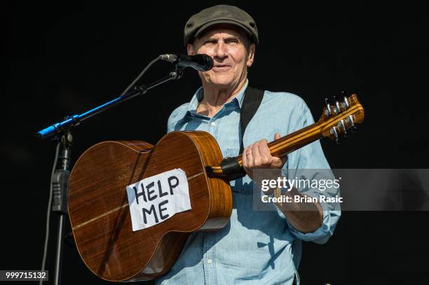 James Taylor performs on stage at Barclaycard present British Summer Time Hyde Park at Hyde Park on July 15, 2018 in London, England.