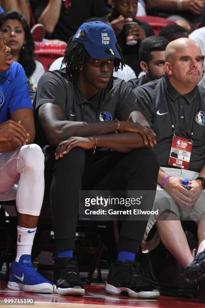Johnathan Motley of the Dallas Mavericks attends a game between the Chicago Bulls and Dallas Mavericks during the 2018 Las Vegas Summer League on...