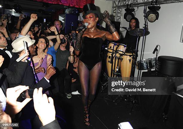 Grace Jones attends the Belvedere Vodka Party in Cannes featuring Grace Jones, at Le Baron, Hotel 3.14 on May 18, 2010 in Cannes, France.