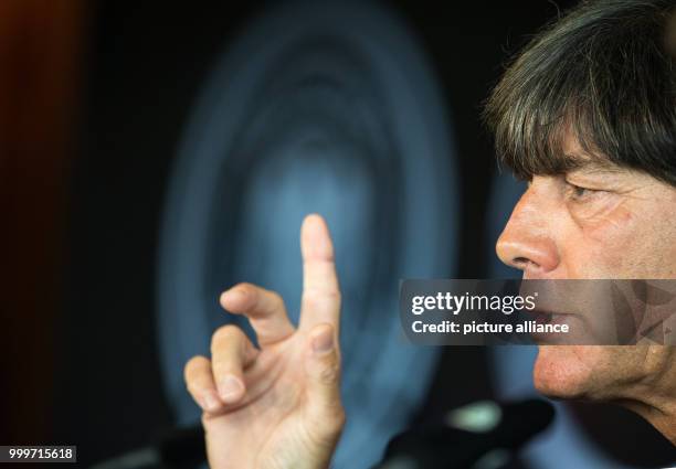 Dpatop - German head coach Joachim Loew during a press conference regarding the world cup qualification at the Mercedes Benz Museum in Stuttgart,...