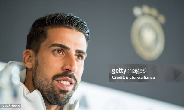 German player Sami Khedira during a press conference regarding the world cup qualification at the Mercedes Benz Museum in Stuttgart, Germany, 3...