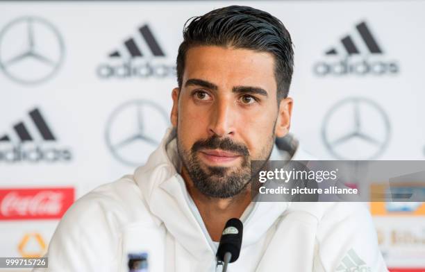 German player Sami Khedira during a press conference regarding the world cup qualification at the Mercedes Benz Museum in Stuttgart, Germany, 3...