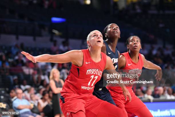 Elena Delle Donne of the Washington Mystics waits for the ball during the game against the Atlanta Dream on July 15, 2018 at Hank McCamish Pavilion...